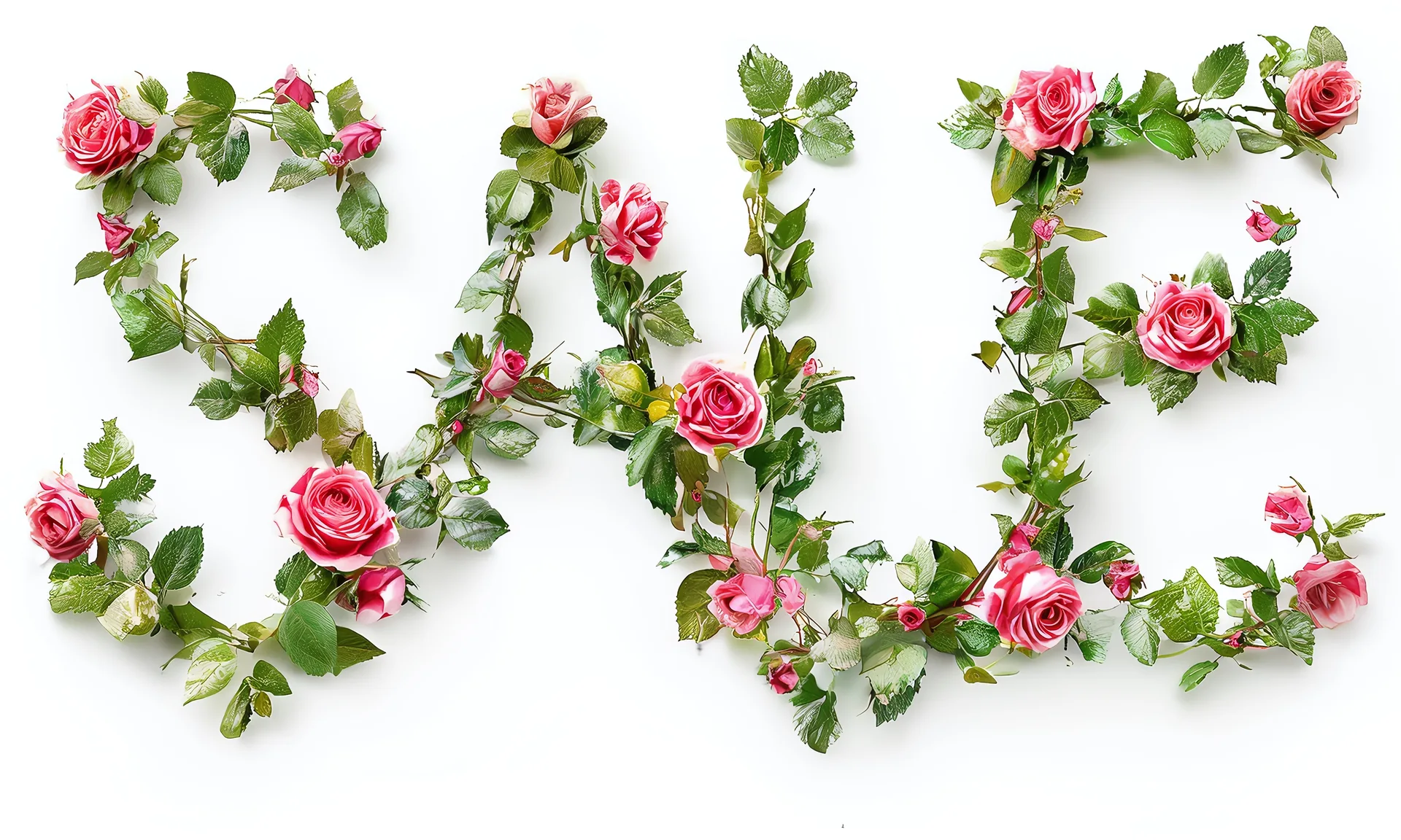 Schriftzug SALE aus Rosen und Blättern