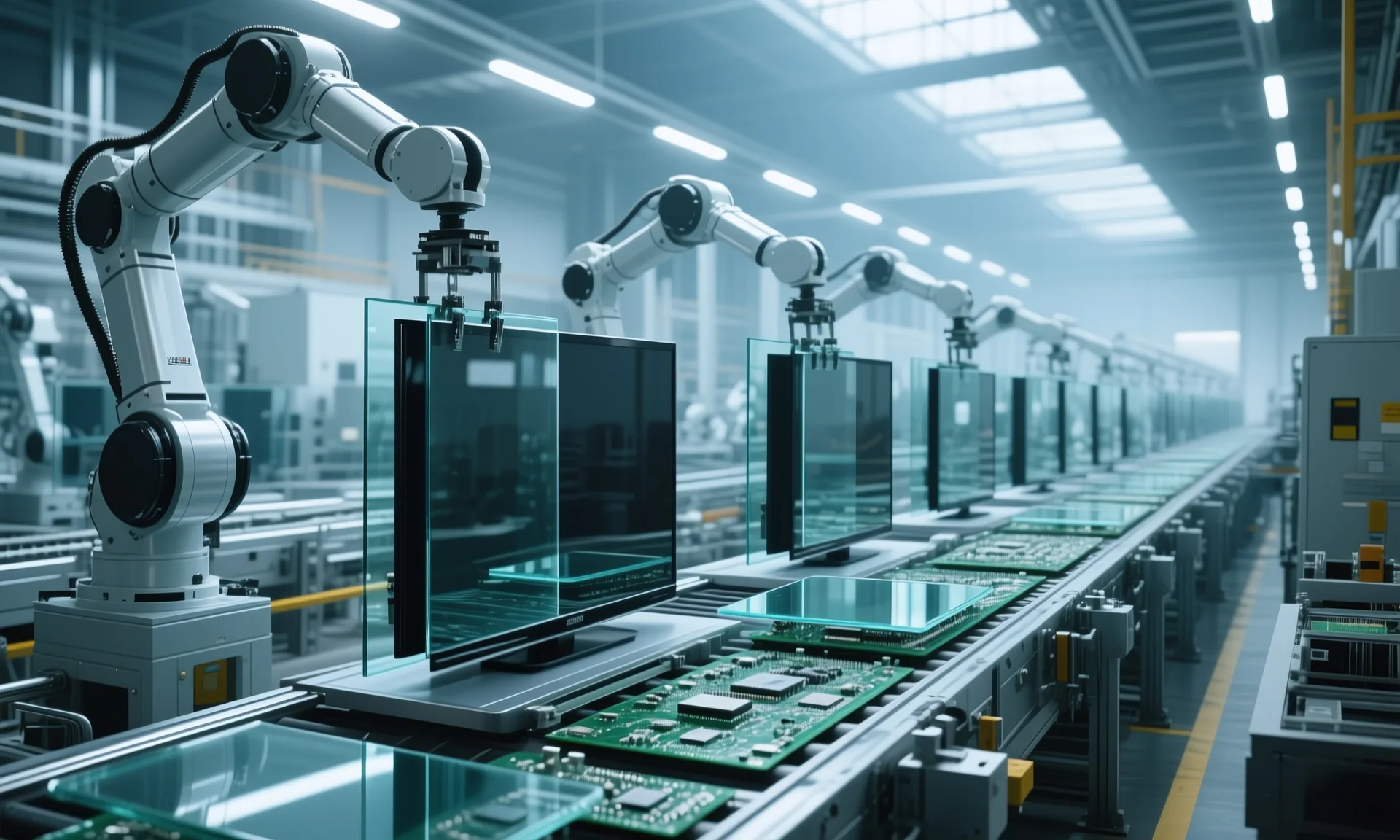 Roboterarme an einer Produktionslinie