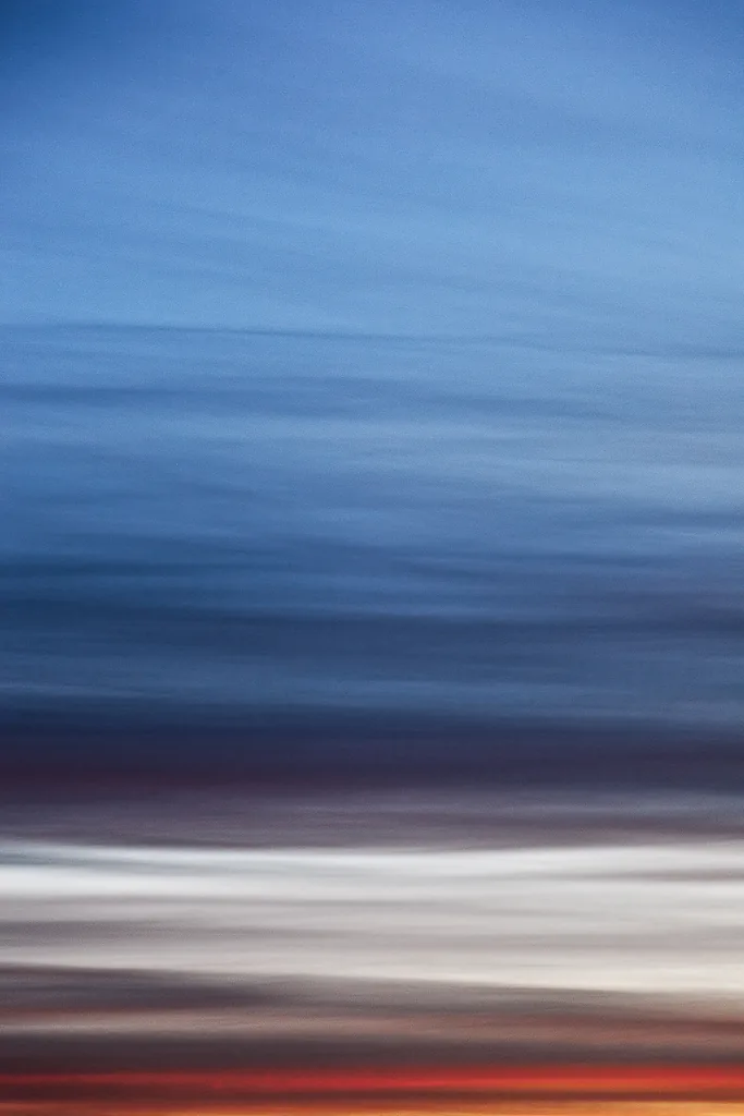 Verwischter Horizont in Blau und Orange, Bewegungsunschärfe
